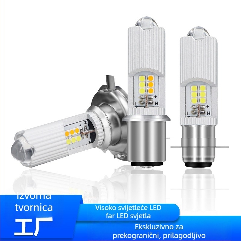 Motociklističko LED prednje svjetlo s dvostrukom lećom, model H4/BA20D/P15D, 12–80V, IP67, 890 lm, 8.9 W