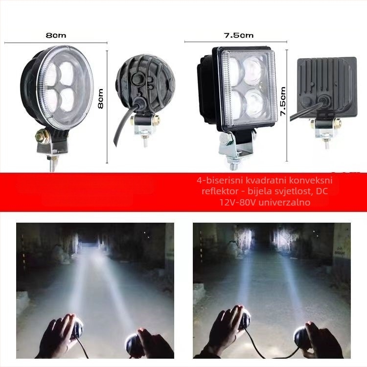 LED reflektor za kamione, SUV, motocikle i tramvaje | 45W, 12-80V, IP68, 5000lm, LED 3030 | Model TJ345-5 | Aluminijska legura | Li Yao