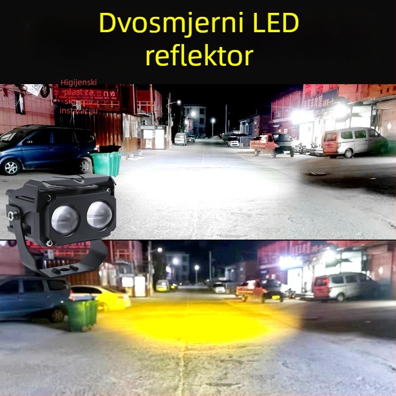 Motocikl LED spot svjetlo s dvostrukom kvadratnom lećom – 10W, 12-24V DC, 6000K/3000K, aluminijsko kućište
