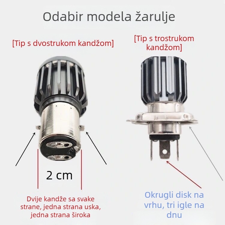 H4 motociklistička LED svjetiljka, dvobojna žuto-bijela, daleko i blizu snop, fisheye leća, aluminijski kućište