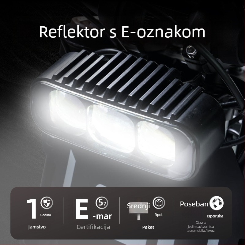 LED far za električni motocikl, EU E-Mark certifikat, visok i niski snop, vodootporan, aftermarket far