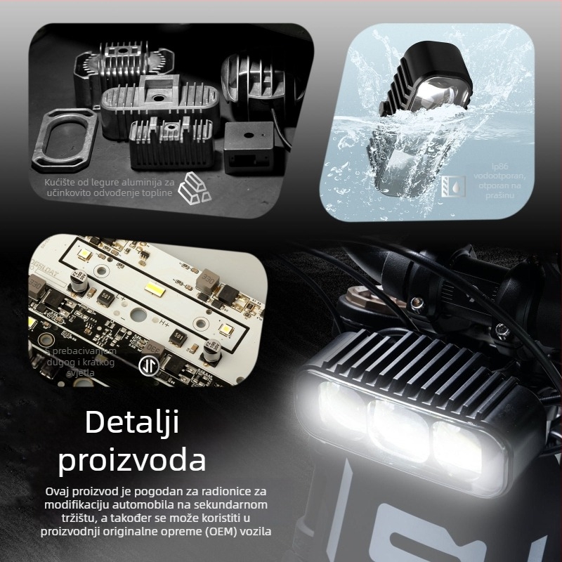 LED far za električni motocikl, EU E-Mark certifikat, visok i niski snop, vodootporan, aftermarket far