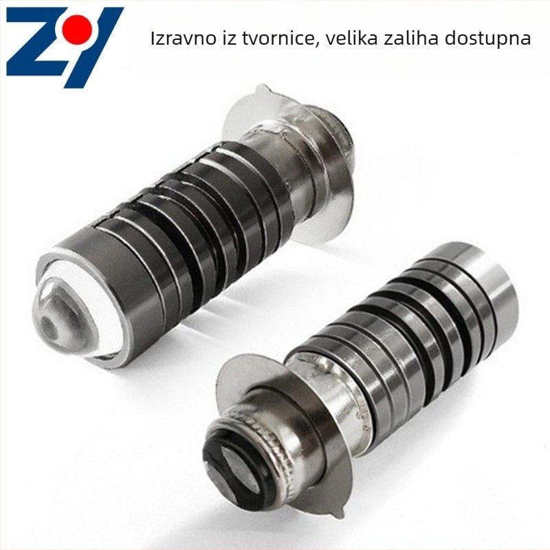 LED prednje svjetlo za motocikl s Fisheye lećom, dvobojno žuto-bijelo, 12V 20W, aluminijsko kućište, model P15D/H6, vijek trajanja do 5.000.000 sati