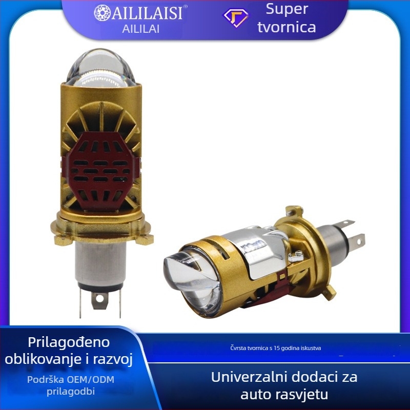 Motocikl LED prednje svjetlo s H4 dvostrukim snopom i bifokalnom lećom, trokraki nosač, 55W, 9-36V, 6000 lm