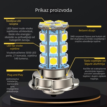 LED motociklistički far P26S, 5050, 27 LED, 6V–12V, zamjena prednjeg svjetla za električna vozila