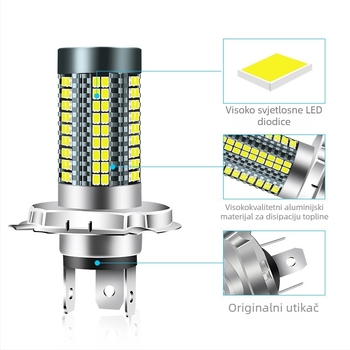 Motociklističko LED prednje svjetlo s aluminijskim kućištem, 12-24V, 1200 lm, 18W visoki / 6W niski, kompatibilno s H4, H6/BA20D, P15D