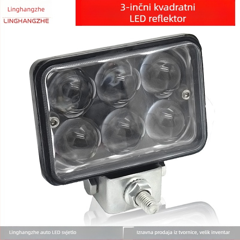 LED svjetlosni reflektor za vozilo, 18W, 24V, 3000 lm, kvadratni model od 3 inča, univerzalna kompatibilnost