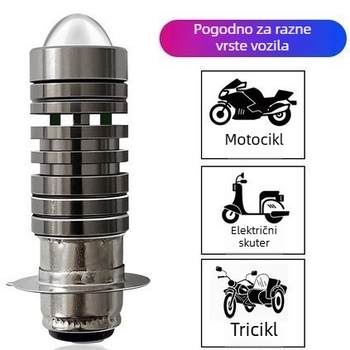LED motociklističko prednje svjetlo s fisheye lećom, aluminijsko kućište, 12V, 20W, IP67, dvobojno žuto-bijelo, kompatibilno s P15D/H6