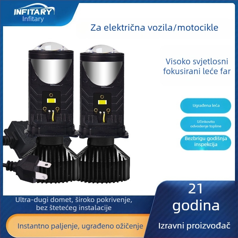 Motociklist LED reflektor s dvostrukom H4 lećom • Kućište od avionskog aluminija • 12-24 V • IP68 • 12000 lm • 25-35 W
