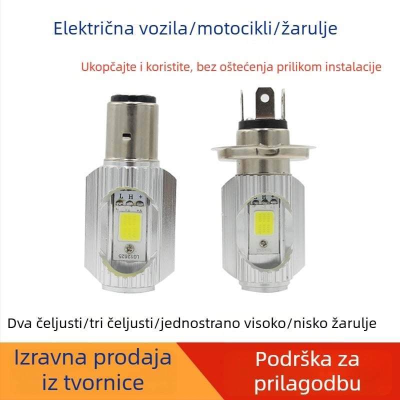 H4 LED svjetlo za motocikl, 12W, 12-80V, aluminij, fokusni snop