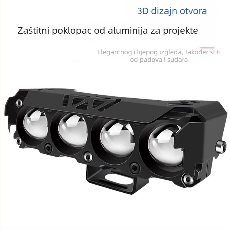LED projektor za motocikle i električne tricikle, aluminijsko kućište, IP67, 8-80V, 1200 lm, četverolampa konfiguracija