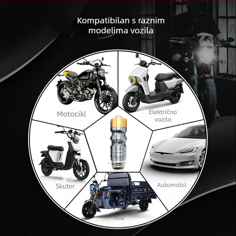 LED svjetla za motocikl i automobil, vodootporna kućišta, fokusirana leća, žuto-bijela svjetlost za bližu i dalju rasvjetu
