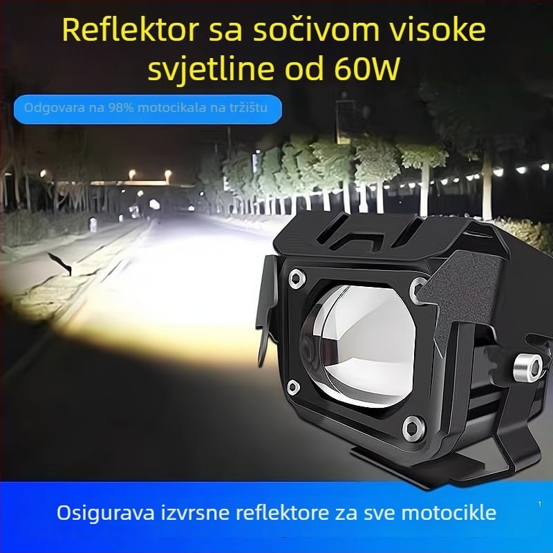 LED svjetlo za modifikaciju motocikla, reflektor s lećom visoke svjetline, vanjski veliki jednoslojni reflektor