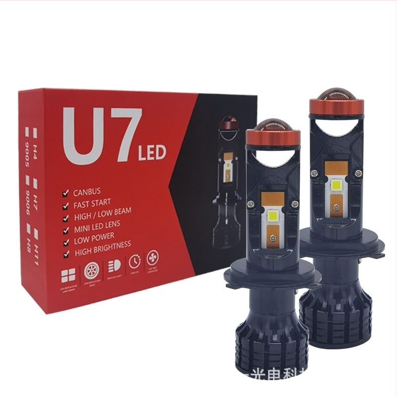 LED prednje svjetlo za motocikl/automobil s dvostrukim snopom H4/H7 i mini fisheye lećom, 35W, 9-100V, 4000lm, IP65, aluminijsko kućište