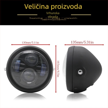 Motocikl LED far, dizajn s četiri oka, 35W, 12V, metalno stražnje kućište + stakleno kućište, razina zaštite A