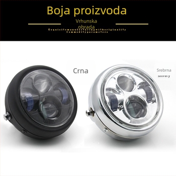 Motocikl LED far, dizajn s četiri oka, 35W, 12V, metalno stražnje kućište + stakleno kućište, razina zaštite A