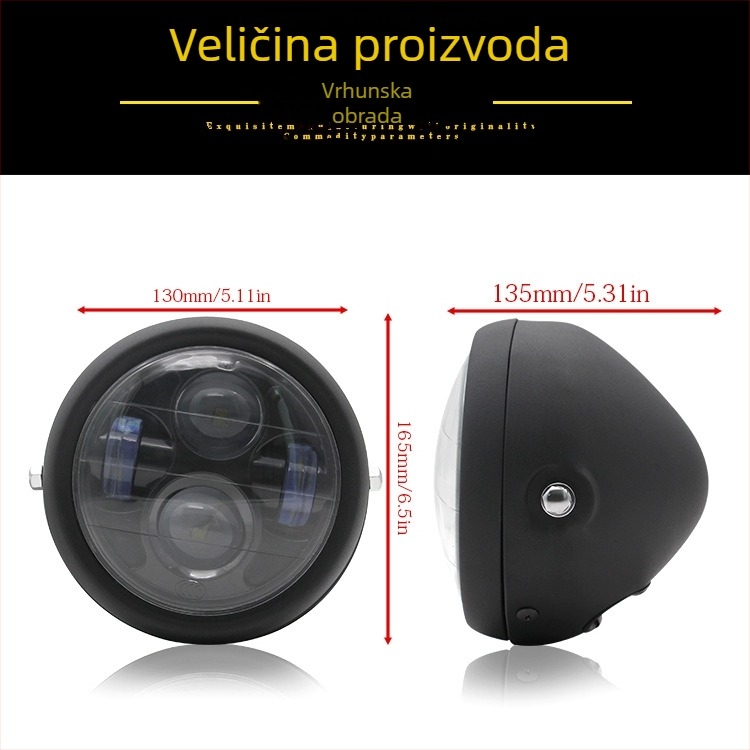 Motocikl LED far, dizajn s četiri oka, 35W, 12V, metalno stražnje kućište + stakleno kućište, razina zaštite A