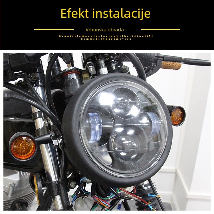 Motocikl LED far, dizajn s četiri oka, 35W, 12V, metalno stražnje kućište + stakleno kućište, razina zaštite A