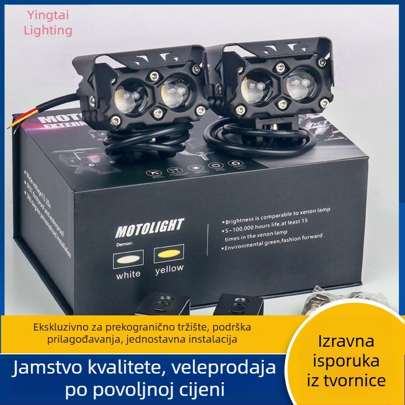 Motociklistička LED reflektor s dvostrukim snopom i bifokalnim lećama, kućište od avionskog aluminija, 25W, 9–80V, IP67, 6000LM