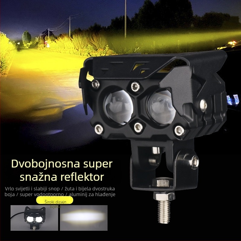 Motociklistička LED reflektor s dvostrukim snopom i bifokalnim lećama, kućište od avionskog aluminija, 25W, 9–80V, IP67, 6000LM
