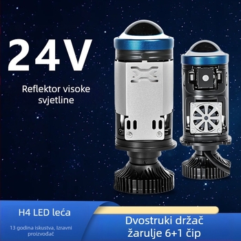 H4 24V LED prednje svjetlo za automobile i motocikle, dvostruki izvor svjetla s integriranim daljinskim i bližim snopom, mala leća, visoka svjetlina