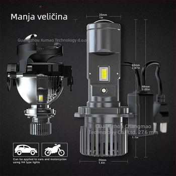 GT4 LED prednje svjetlo za automobil s ugrađenom lećom, H4 dvostruki snop, 12V/24V, 65W, 3570 lm