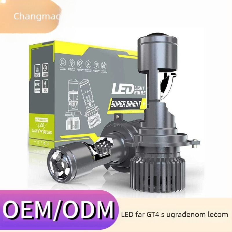 GT4 LED prednje svjetlo za automobil s ugrađenom lećom, H4 dvostruki snop, 12V/24V, 65W, 3570 lm