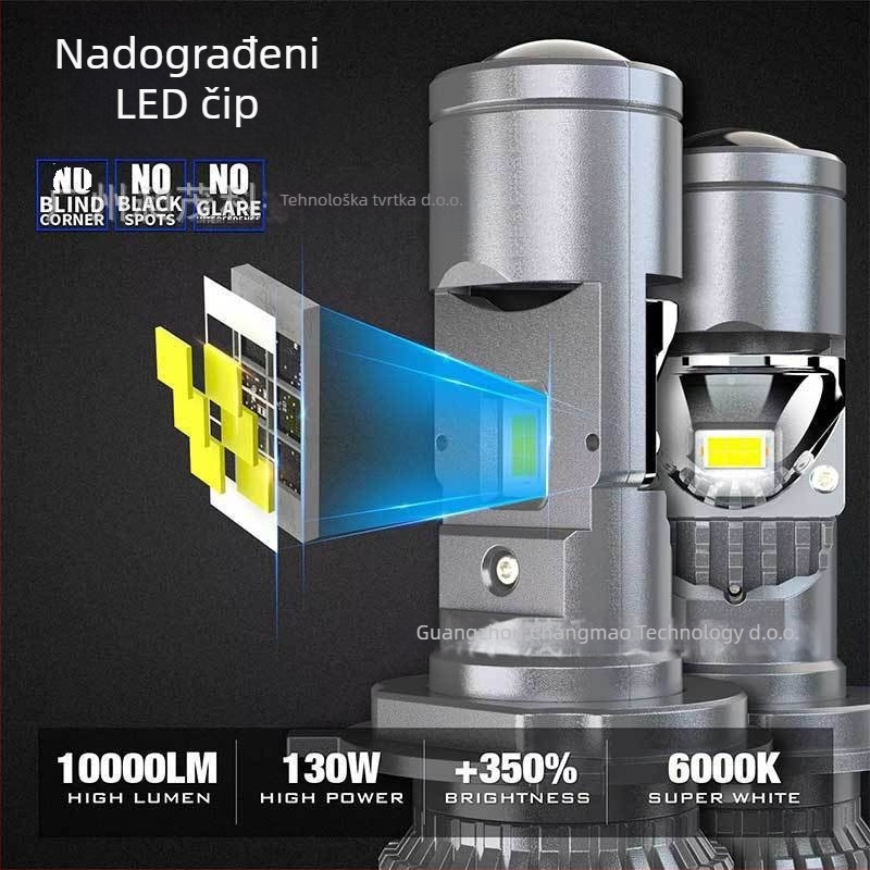 GT4 LED prednje svjetlo za automobil s ugrađenom lećom, H4 dvostruki snop, 12V/24V, 65W, 3570 lm