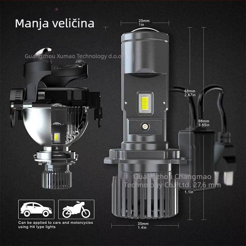 GT4 LED prednje svjetlo za automobil s ugrađenom lećom, H4 dvostruki snop, 12V/24V, 65W, 3570 lm
