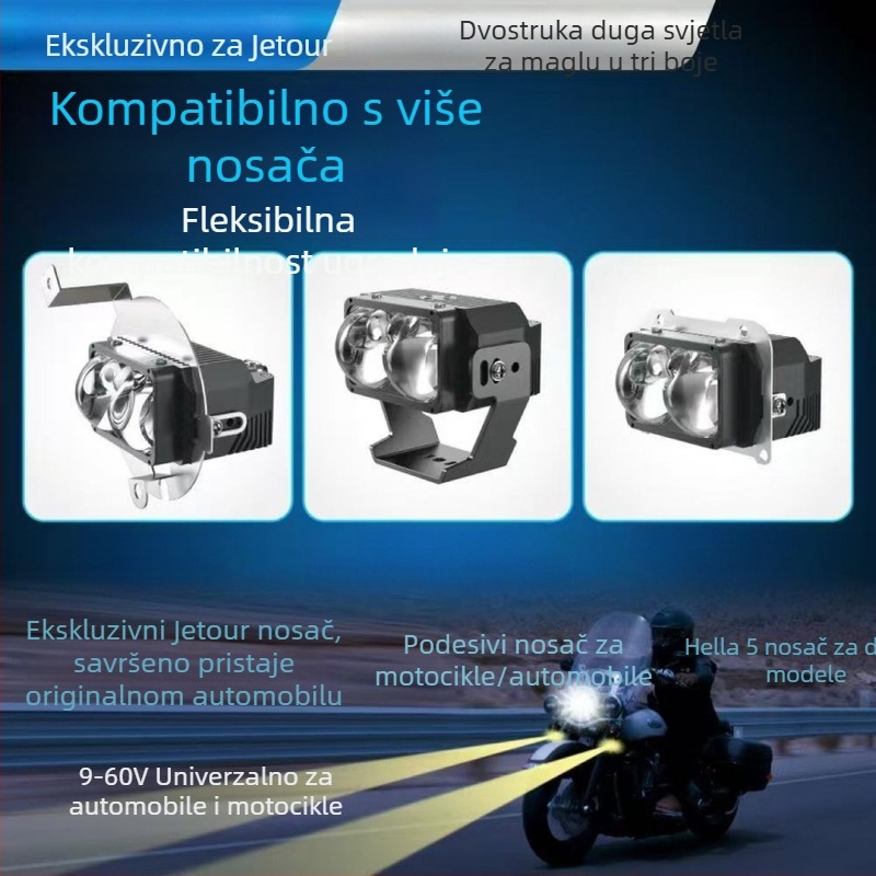 LED reflektor za motocikl s lećom, dvostruko direktno trobojno svjetlo u magli, za Jietu