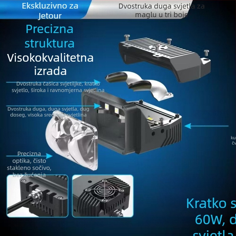 LED reflektor za motocikl s lećom, dvostruko direktno trobojno svjetlo u magli, za Jietu