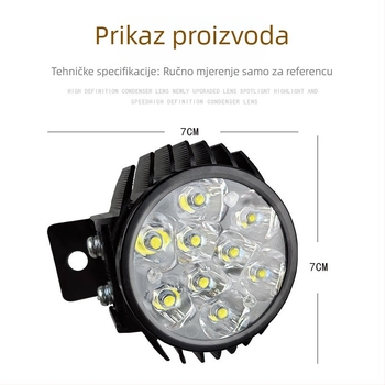 LED prednje svjetlo za električno vozilo, kućište od aluminijske legure, 12-80V, tip sjenila kao na slici