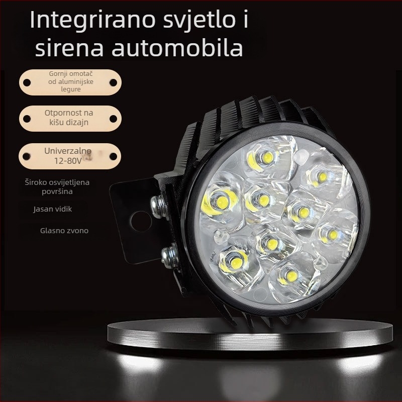 LED prednje svjetlo za električno vozilo, kućište od aluminijske legure, 12-80V, tip sjenila kao na slici