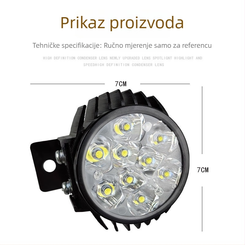 LED prednje svjetlo za električno vozilo, kućište od aluminijske legure, 12-80V, tip sjenila kao na slici
