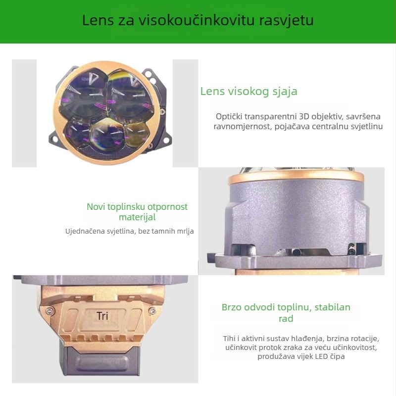 LED farovi s dvostrukim zracima, dvostrukim lećama i dvostrukim kućištima svjetla, 92W, 12V, IP67, 11000 lm, model T13a, univerzalni