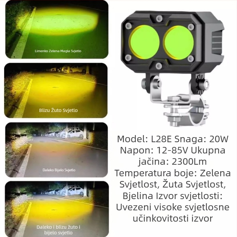 LED spot svjetlo za motocikle i električna vozila - L28D, vanjske 6 LED, vodootporno