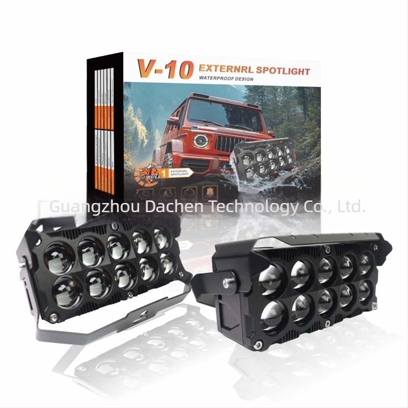 V10 LED reflektor za motocikl, 100W, visoka svjetlost, dvostruka leća, vanjsko pomoćno svjetlo
