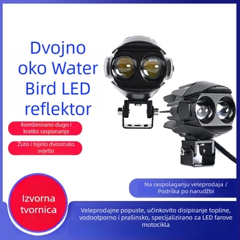 Motociklistički LED reflektor Waterfowl Eyes, dvostruka LED, vanjska leća, 12–50V, 26.4W, 5000lm, IP68