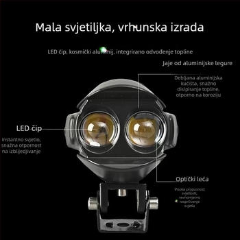 Motociklistički LED reflektor Waterfowl Eyes, dvostruka LED, vanjska leća, 12–50V, 26.4W, 5000lm, IP68