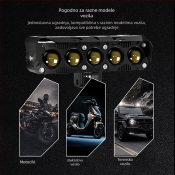 HAIZG LED prednje svjetlo za motocikl, dvobojno žuto i bijelo, visok i nizak snop, aftermarket ugradnja
