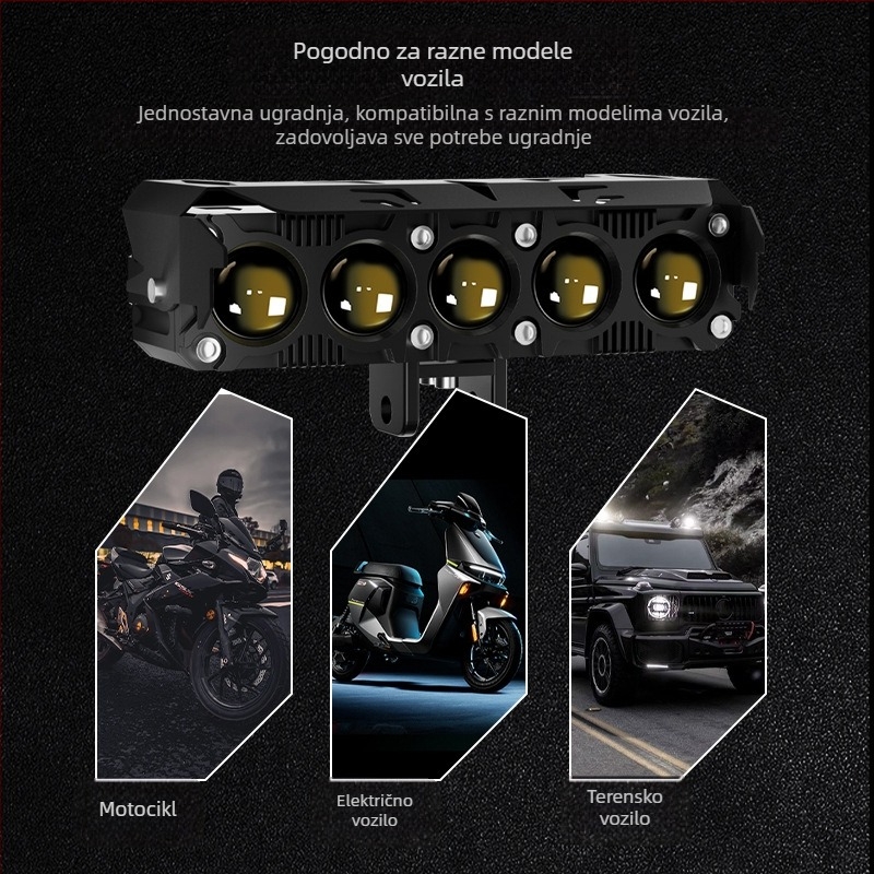 HAIZG LED prednje svjetlo za motocikl, dvobojno žuto i bijelo, visok i nizak snop, aftermarket ugradnja