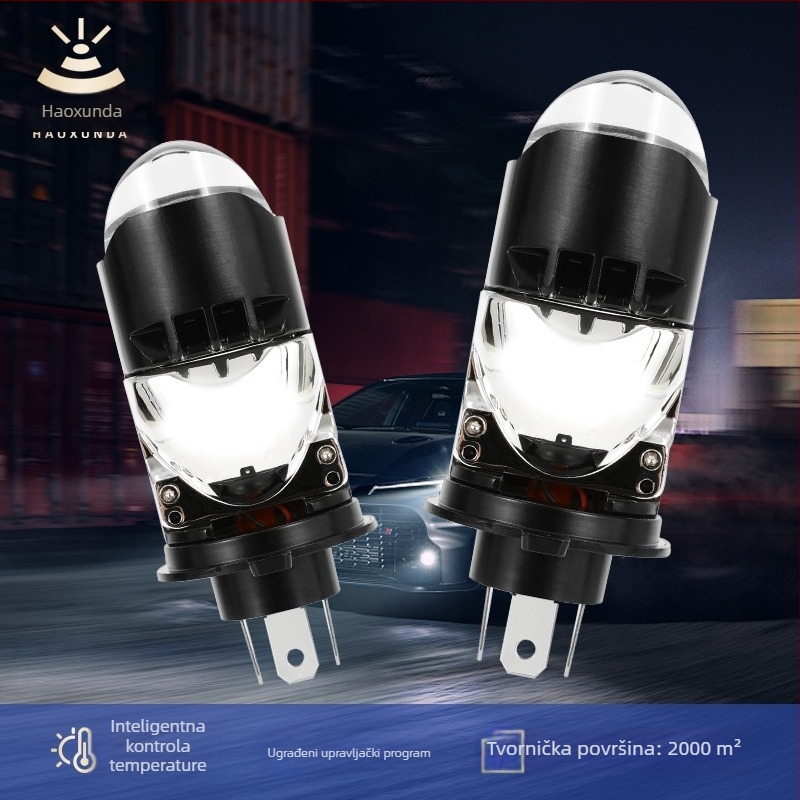 H4 LED prednje svjetlo za motocikl – integrirani visoki i niski snop s H4 lećom, 4000LM, 40W, IP68, Plug-and-Play