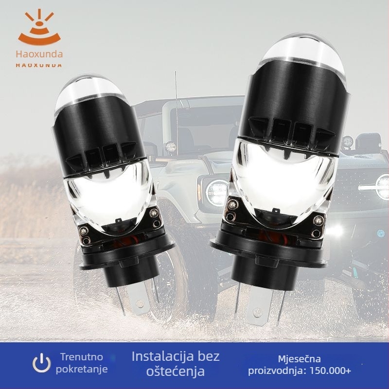 H4 LED prednje svjetlo za motocikl – integrirani visoki i niski snop s H4 lećom, 4000LM, 40W, IP68, Plug-and-Play