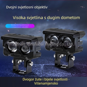 Motociklistički reflektor s binokularnom lećom – LED, 2000 lm, 12–36 V, 20 W, aluminijska legura