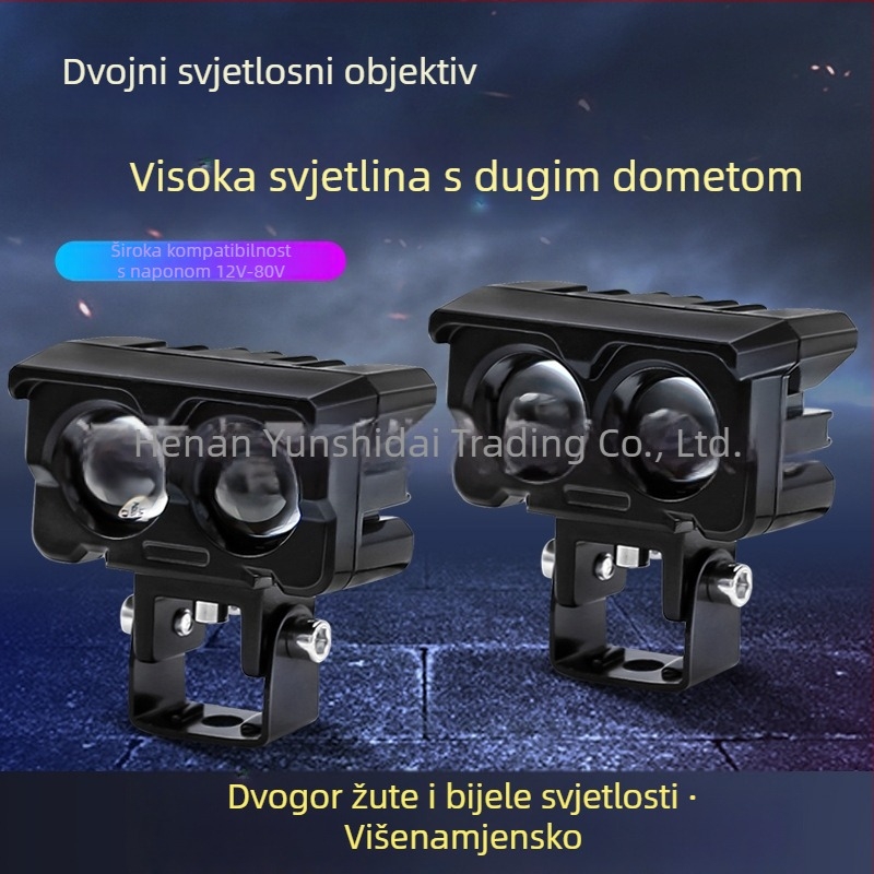 Motociklistički reflektor s binokularnom lećom – LED, 2000 lm, 12–36 V, 20 W, aluminijska legura