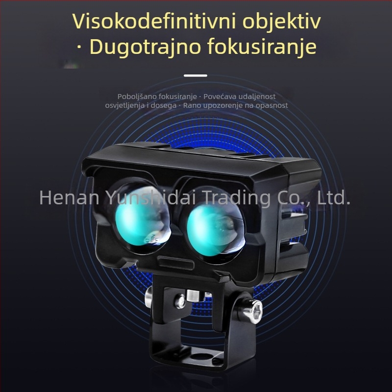 Motociklistički reflektor s binokularnom lećom – LED, 2000 lm, 12–36 V, 20 W, aluminijska legura