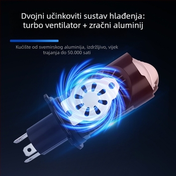 LED motociklistička prednja svjetla H4, 12V, aluminijsko kućište, LED izvor, vijek trajanja 50000 h