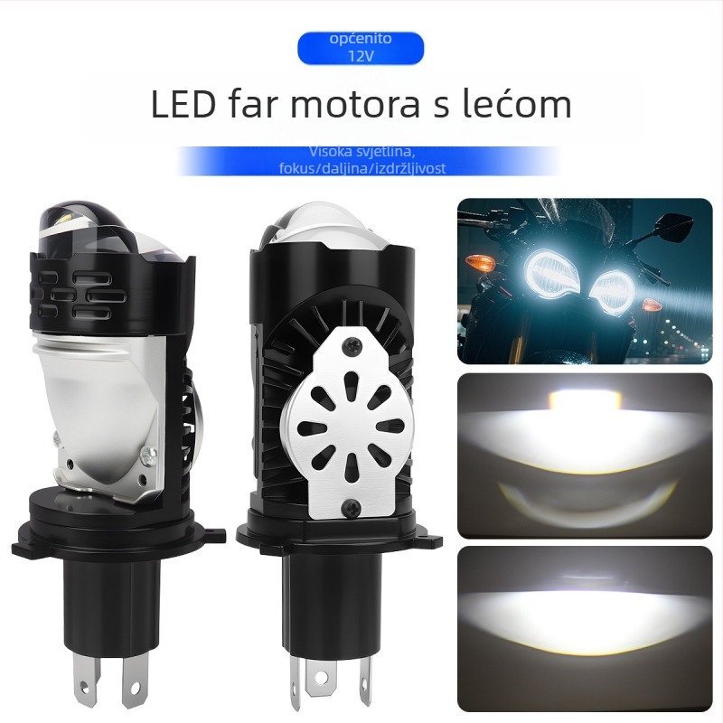 LED motociklistička prednja svjetla H4, 12V, aluminijsko kućište, LED izvor, vijek trajanja 50000 h