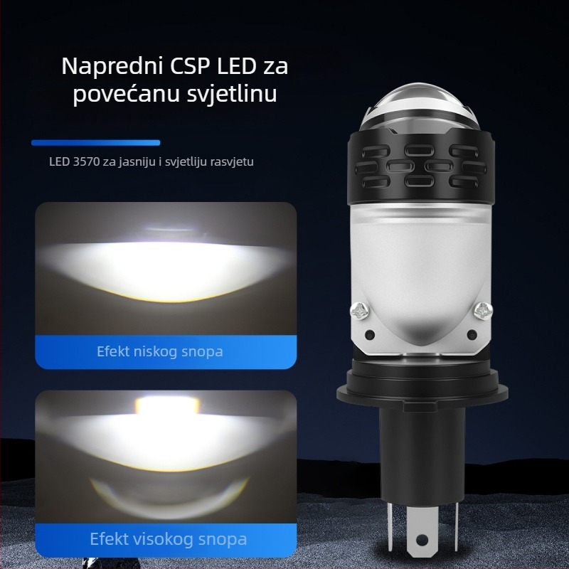 LED motociklistička prednja svjetla H4, 12V, aluminijsko kućište, LED izvor, vijek trajanja 50000 h