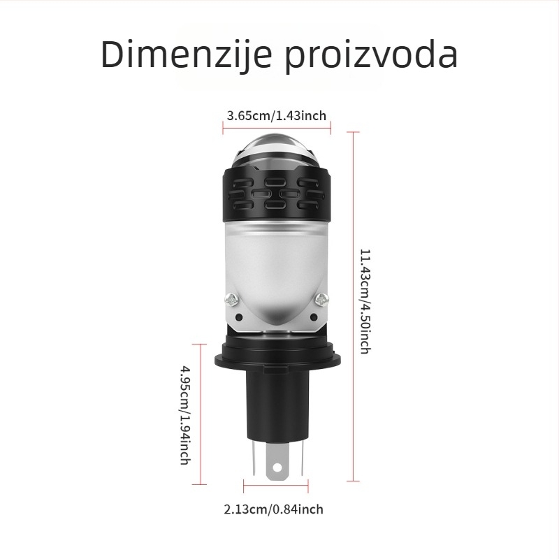 LED motociklistička prednja svjetla H4, 12V, aluminijsko kućište, LED izvor, vijek trajanja 50000 h